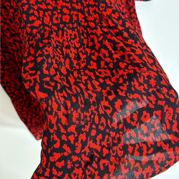 Zara dark Red‎ Animal Print Tiered Ruffle Babydoll dress XS coquette lolita - Picture 15 of 16